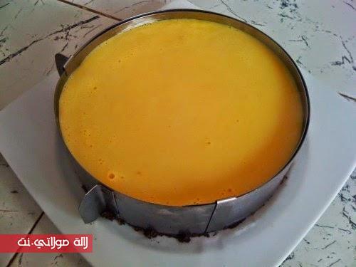 طورطة بفلان باردة بثلاث طبقات من الذ مايكون