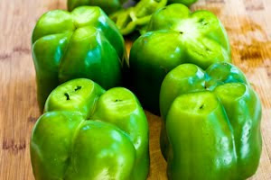 Stuffed Green Peppers with Brown Rice, Italian Sausage, and Parmesan found on KalynsKitchen.com