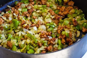 Stuffed Green Peppers with Brown Rice, Italian Sausage, and Parmesan found on KalynsKitchen.com