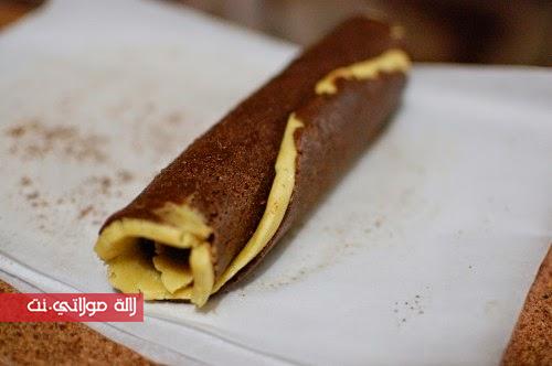   طريقة تحضير صابلي رولي بالكاكاو رائع بالصور